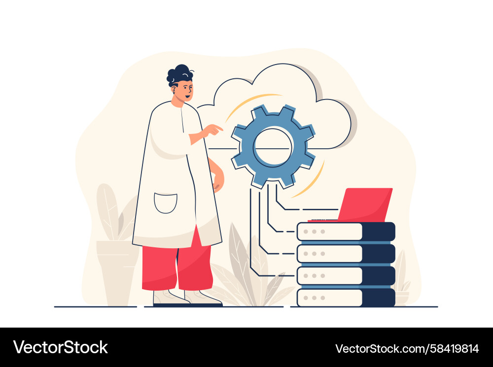 Cloud Computing Data Processing Vector Image