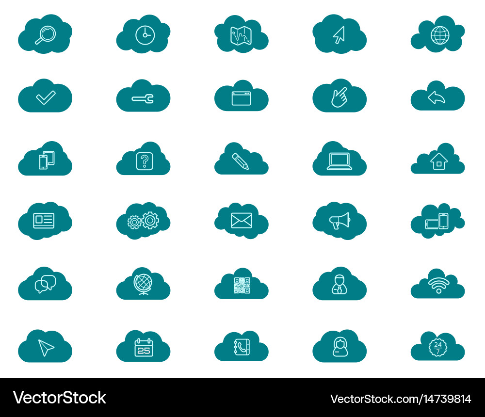 Cloud computing linear icons set download upload vector image