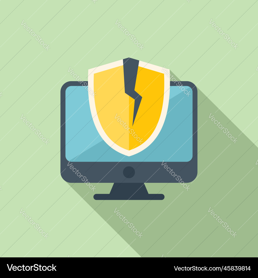 Computer error icon flat security threat Vector Image