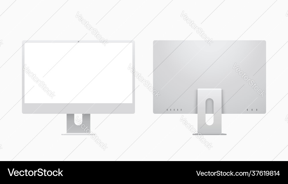 Front view gray color desktop computer isolated Vector Image