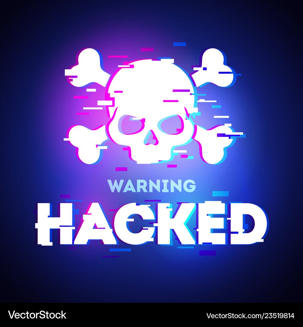 Hacker Glitch Warning - Skull Attack vector image