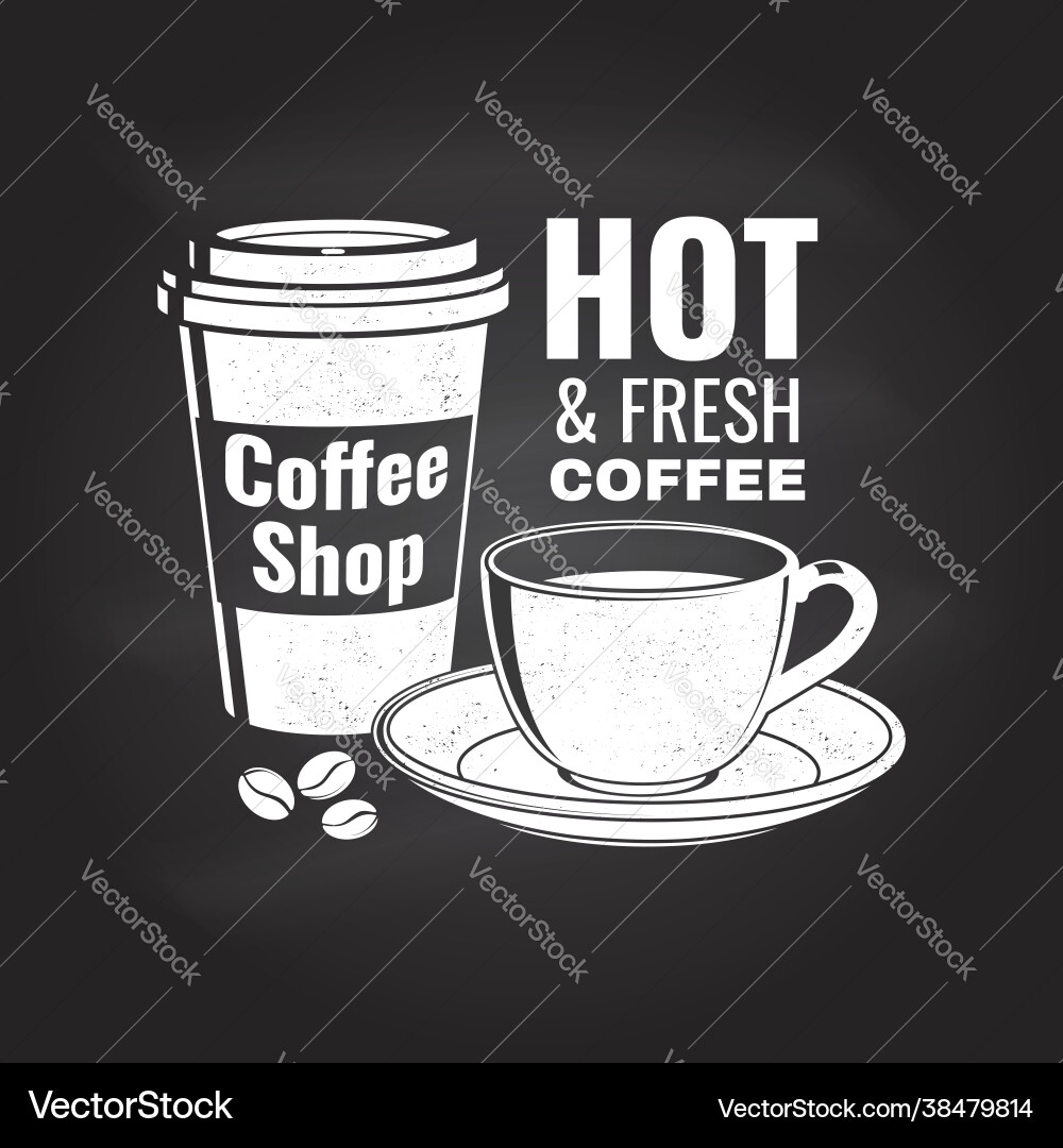 Kaffee Logo Badge Vorlage auf Kreideboard Kaffee Logo Badge Vorlage auf Kreideboard vektorbild