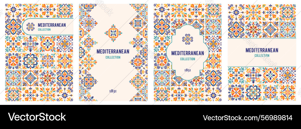 Label or card set with mediterranean patterns Label or card set with mediterranean patterns vector image