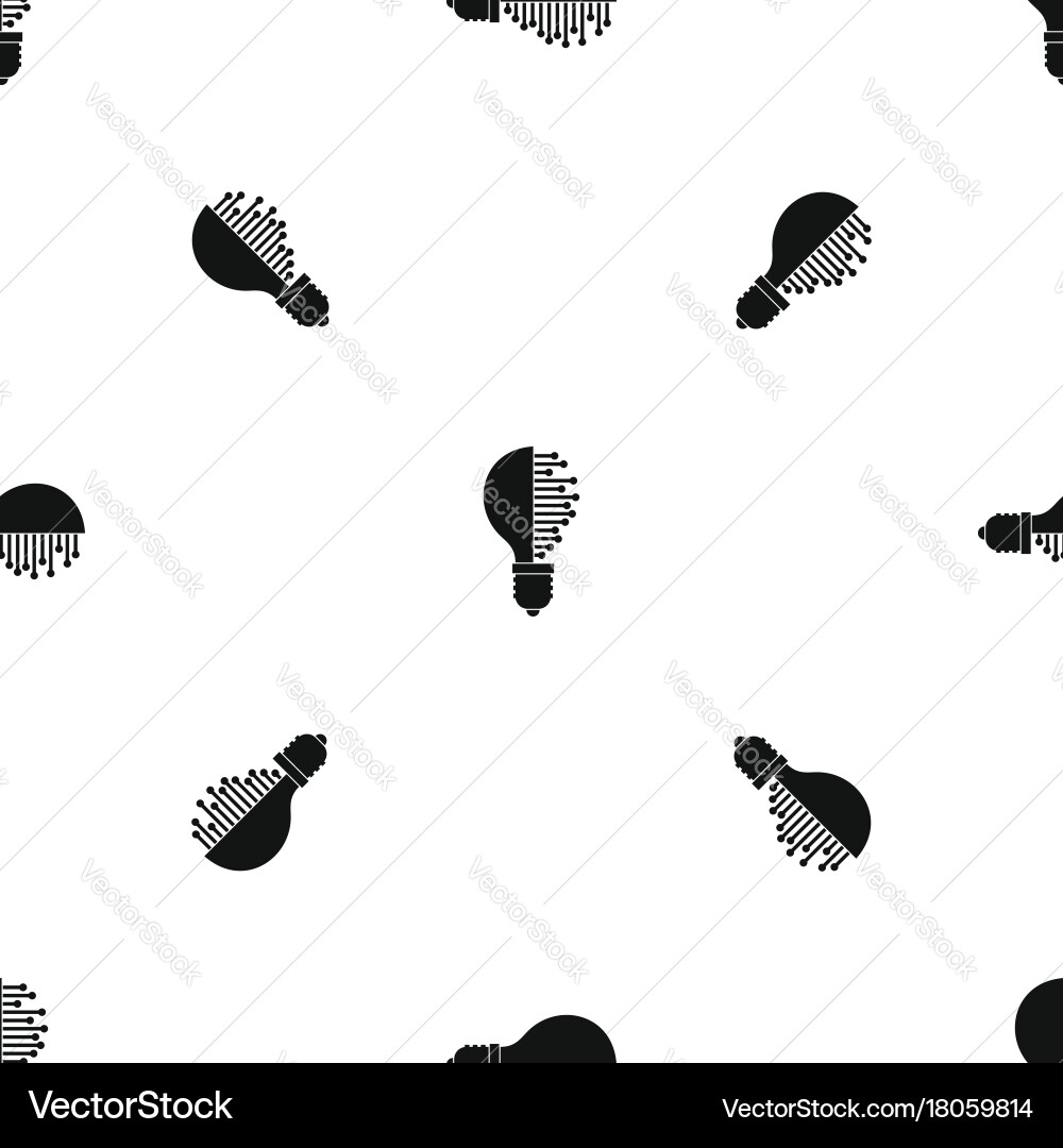 Lightbulb with microcircuit pattern seamless black Lightbulb with microcircuit pattern seamless black vector image