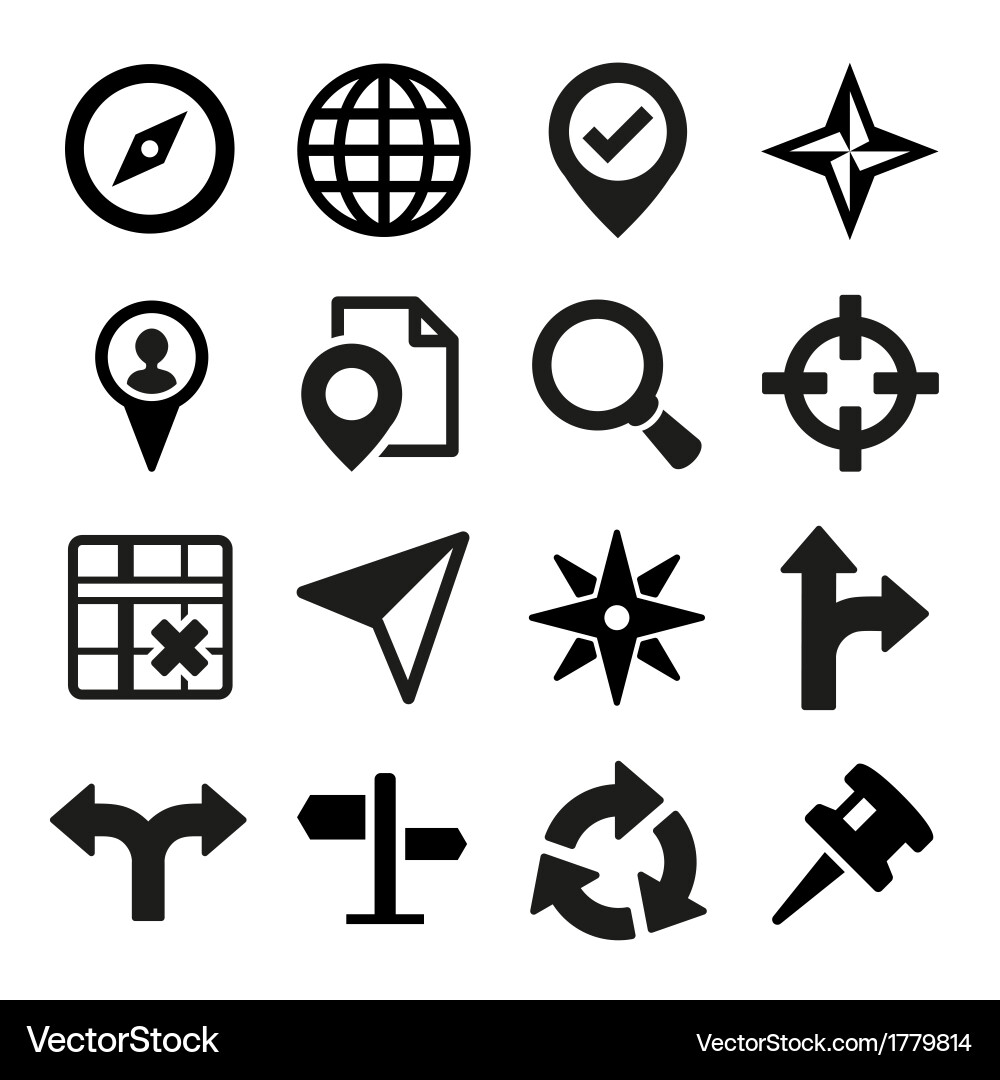 Navigation Icons - Map & Route Set vector image