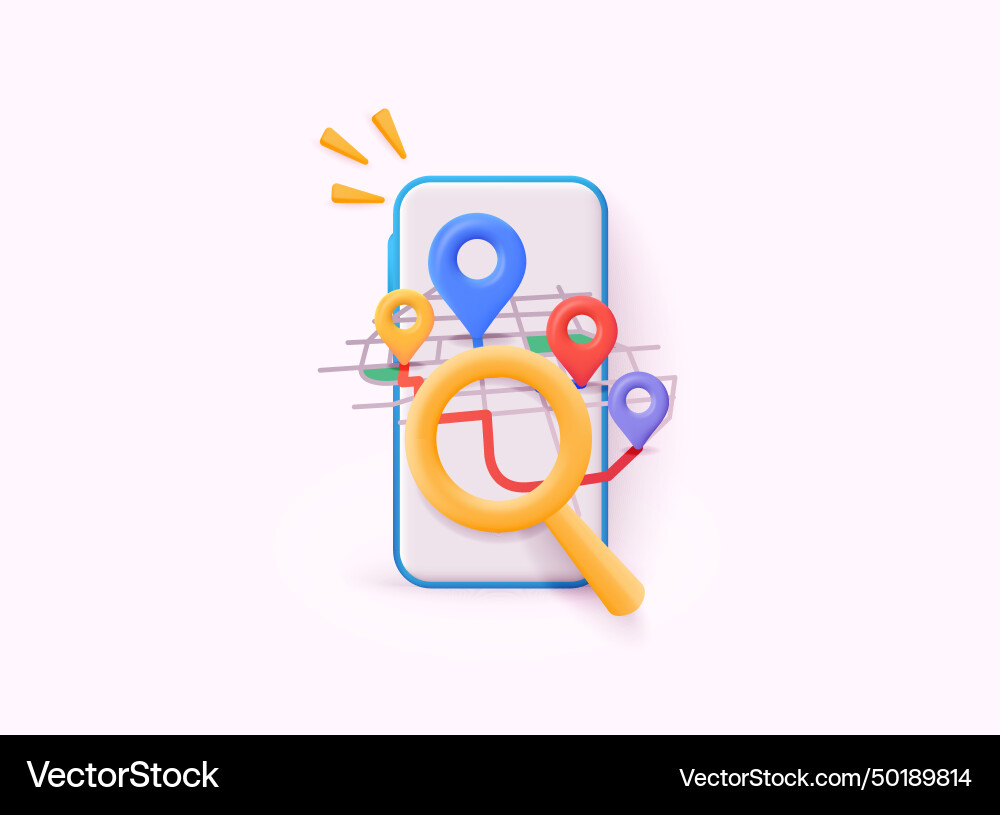 Phone with location map search bar and pin Phone with location map search bar and pin vector image