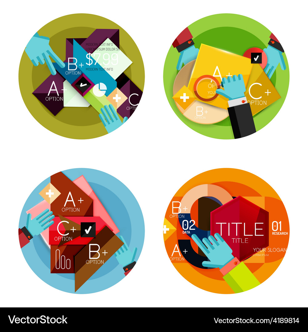 Set of option presentation labels flat design web Vector Image