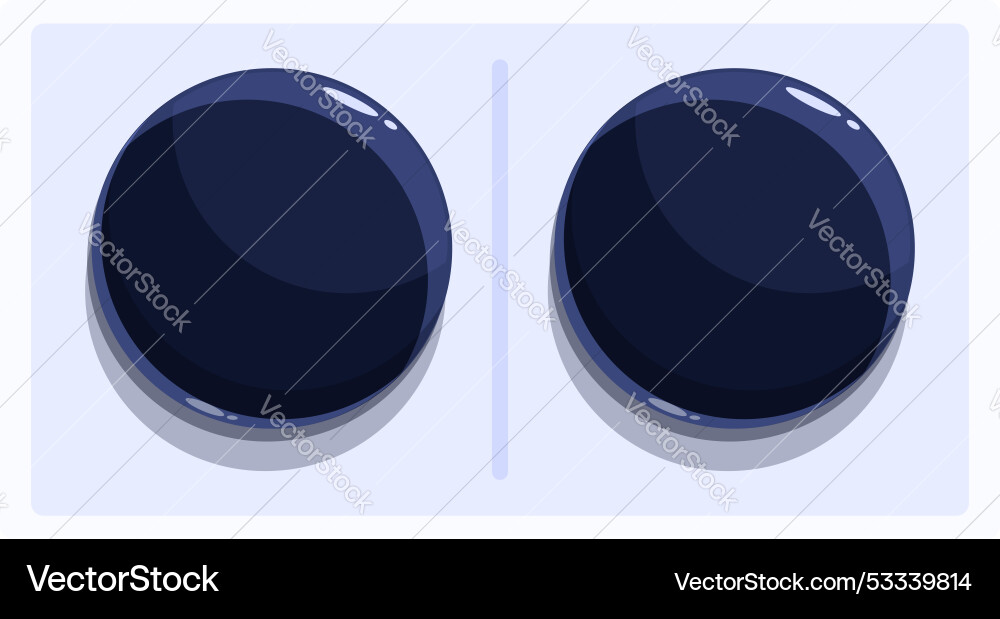 Two round black empty buttons lying on light blue Two round black empty buttons lying on light blue vector image