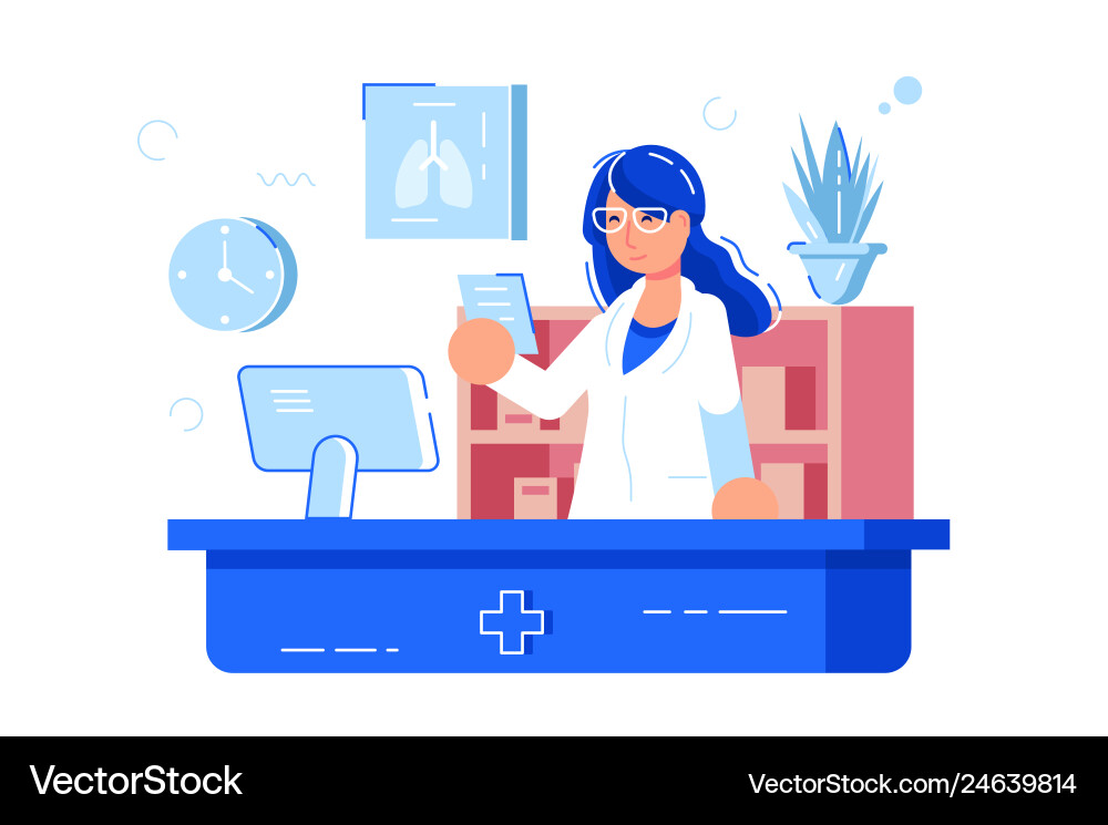 Woman pharmacist reading recipe vector image