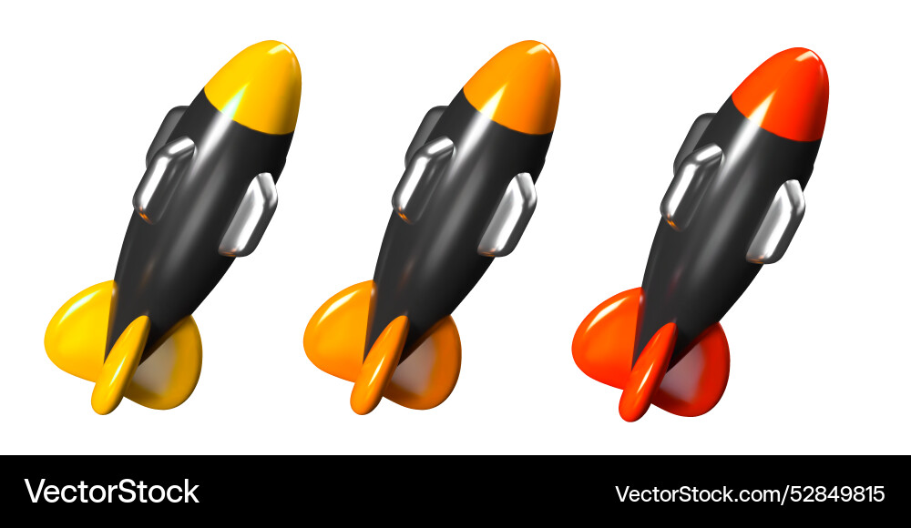 Air bomb projectile in 3d style set of ballistic Vector Image