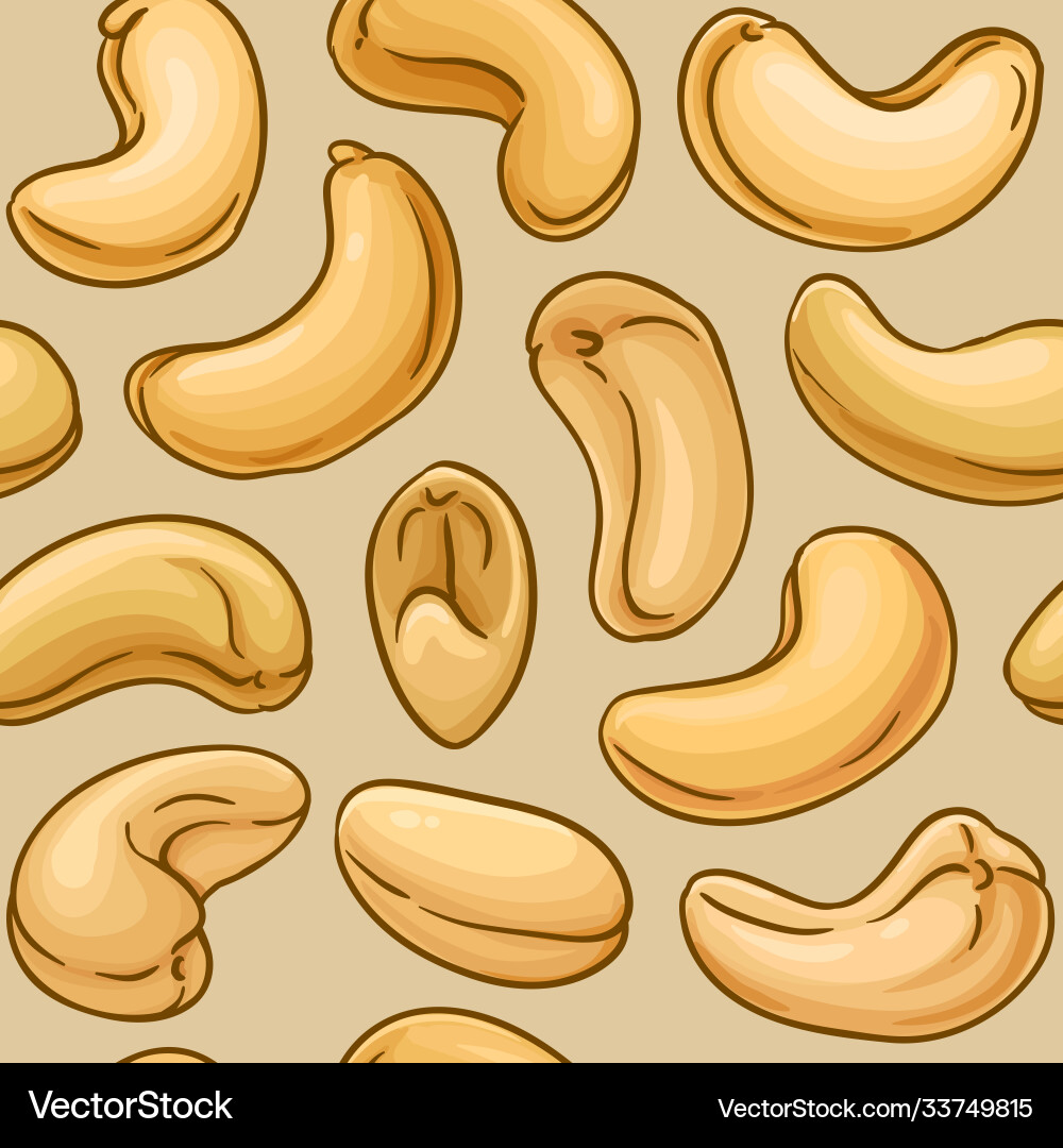 Cashew nuts pattern on color background Cashew nuts pattern on color background vector image
