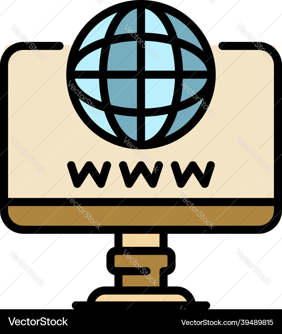 Computer domain icon color outline Computer domain icon color outline vector image