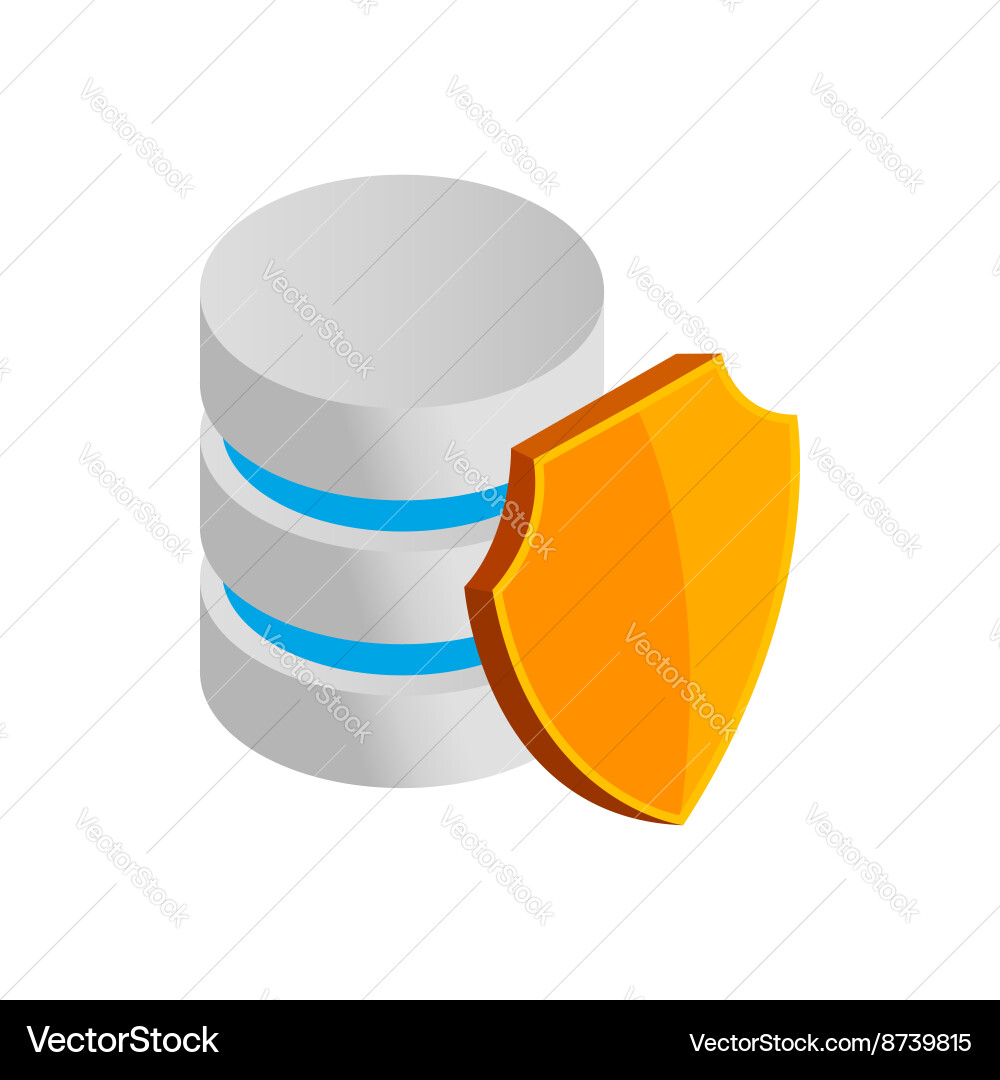 Database with yellow shield icon vector image