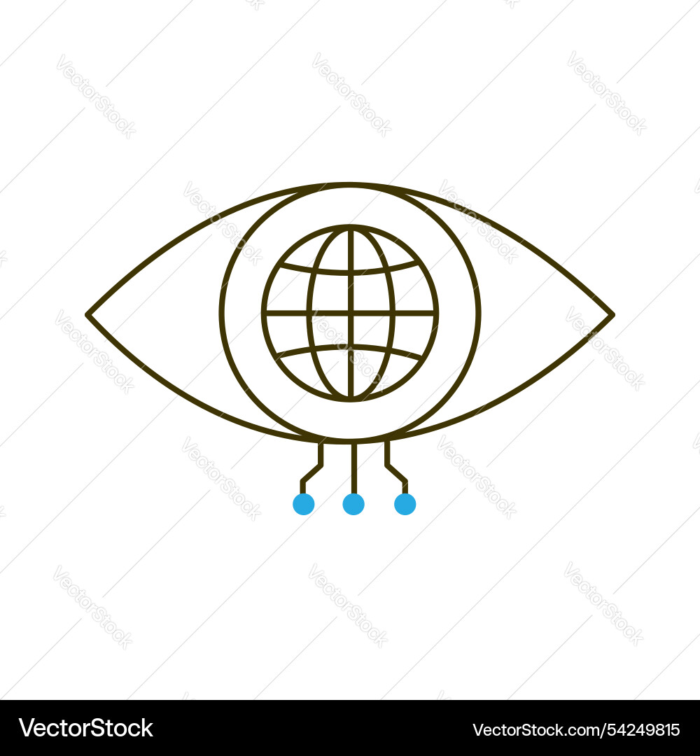 Global ai visual eye for pattern detection icon vector image