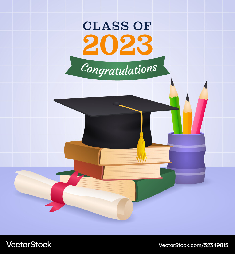 Gradient for class of 2023 graduation Vector Image