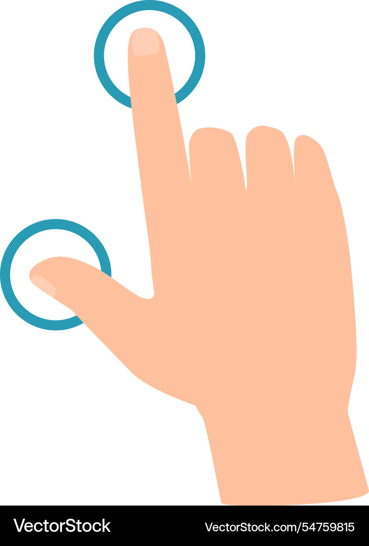 Multi touch hand gesture pinching on a touchscreen Multi touch hand gesture pinching on a touchscreen vector image