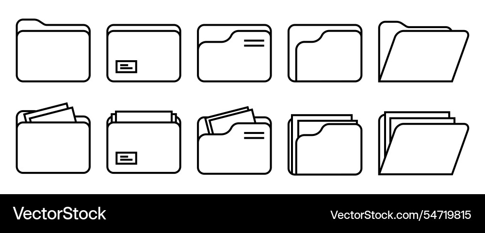 Outline folder computer document file icon vector image