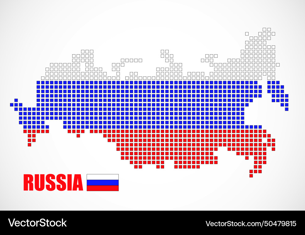 Pixel map of russia with the flag inside isolated Vector Image