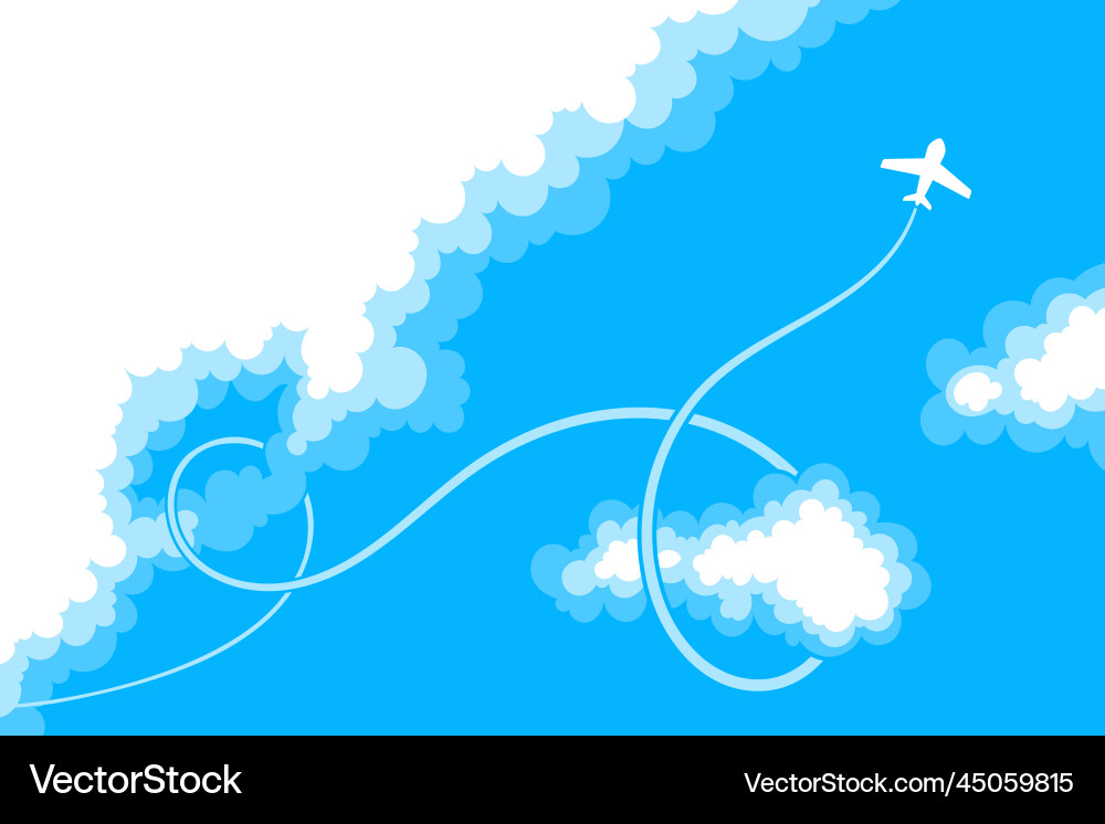 Plane draws a loop around the cloud Vector Image