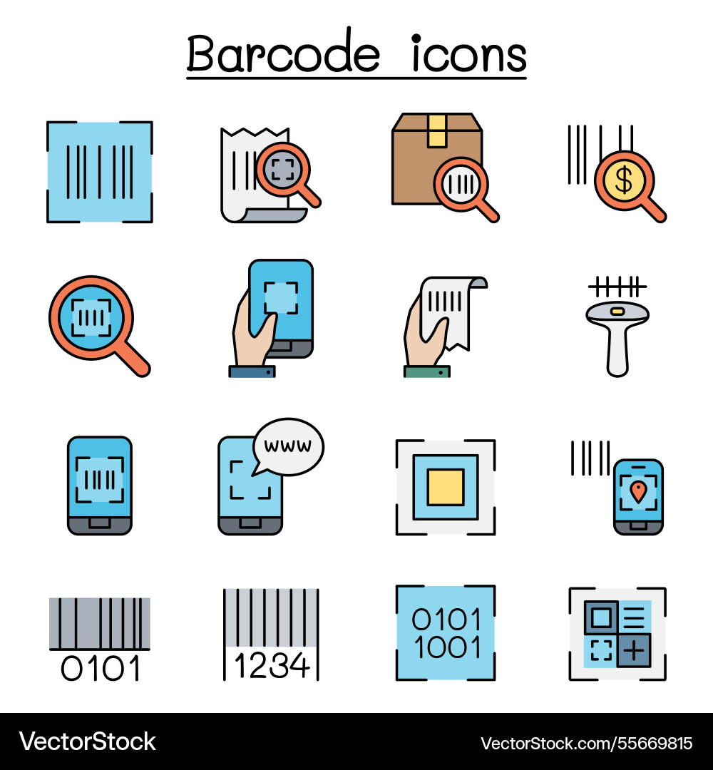 Qr code scanner package and barcode reader Qr code scanner package and barcode reader vector image