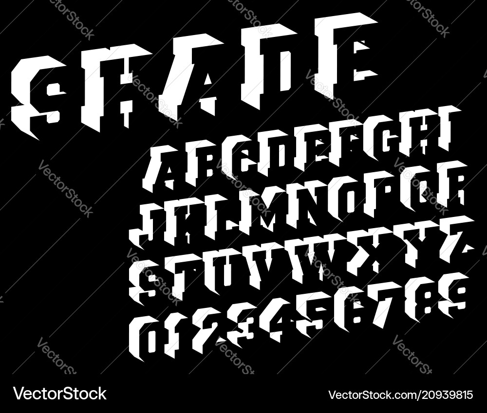 Shade alphabet font template Shade alphabet font template vector image