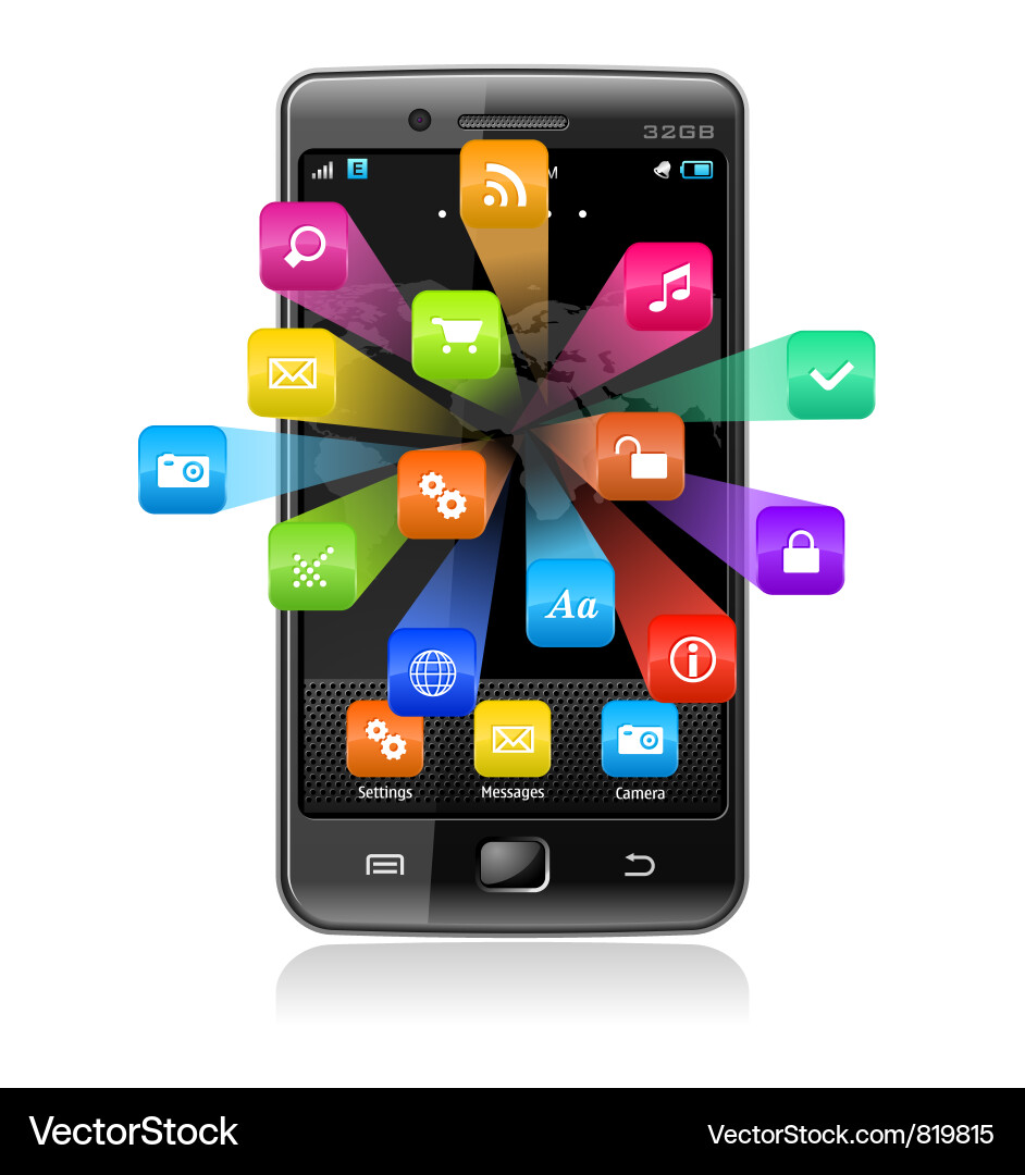 Smartphone with Application Icons Vector Image