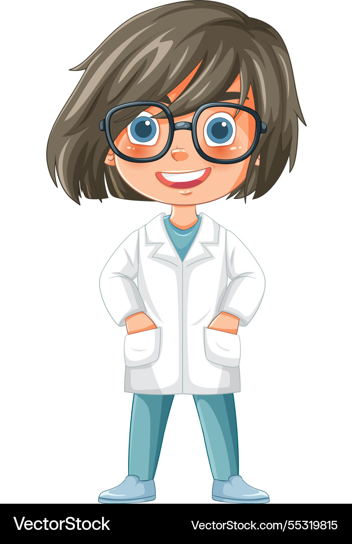 Smiling scientist character with glasses and lab Smiling scientist character with glasses and lab vector image