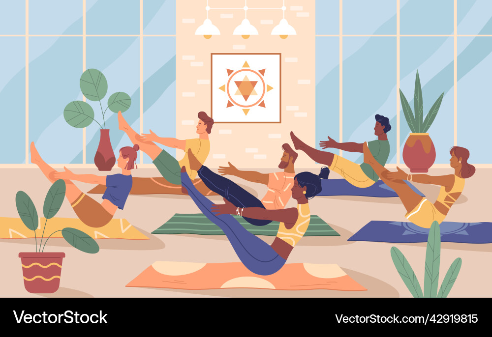 Yoga practice in studio or class banner vector image