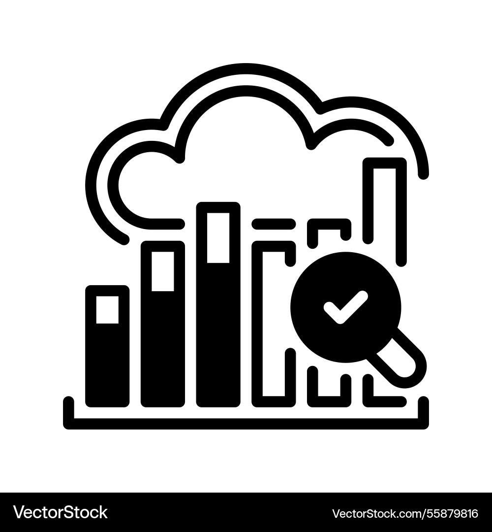 Cloud data analysis line icon linear style sign Cloud data analysis line icon linear style sign vector image