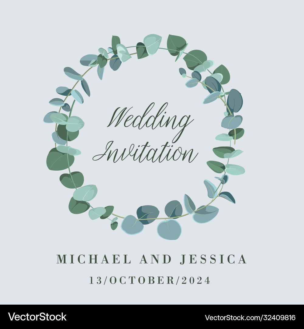 Eucalyptus Hochzeitskarte - Rustikale Botanische Vektorbild
