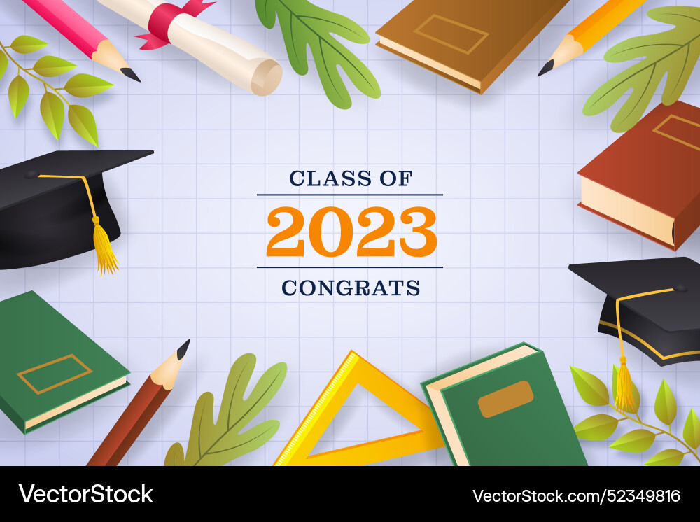 Gradient background for class of 2023 graduation vector image