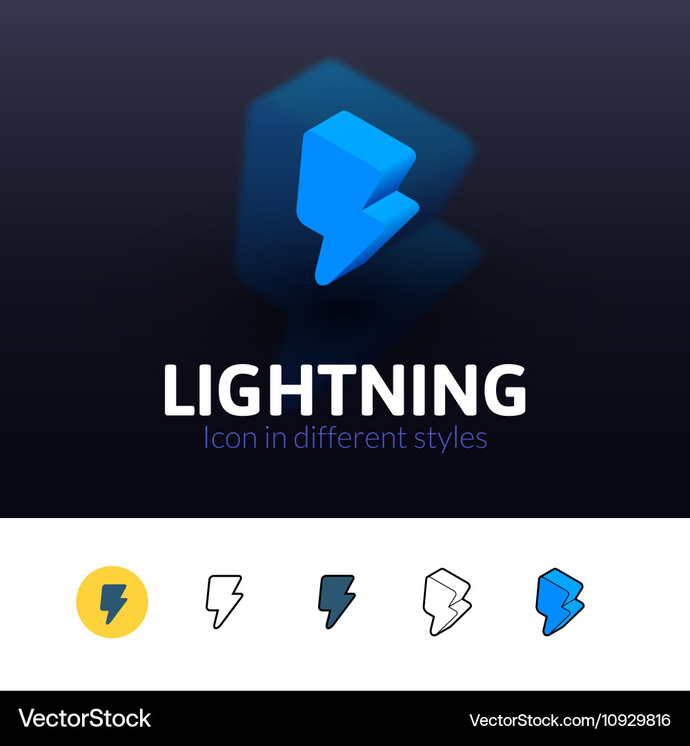 Lightning icon in different style vector image