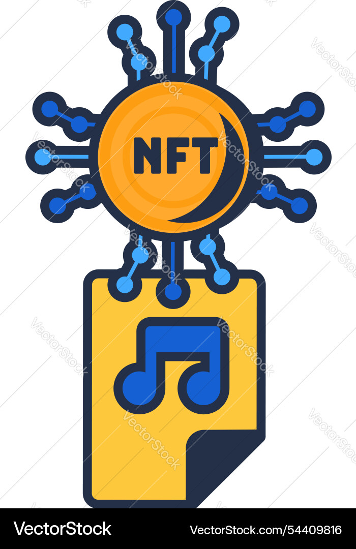 Multifarbige nft-Musik-Datei zuweisen Symbol Multifarbige nft-Musik-Datei zuweisen Symbol vektorbild