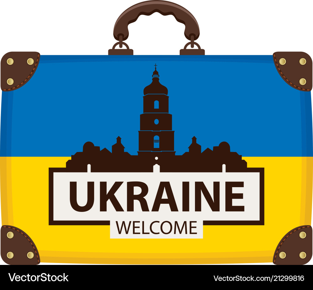 Suitcase in colors of ukraine flag vector image