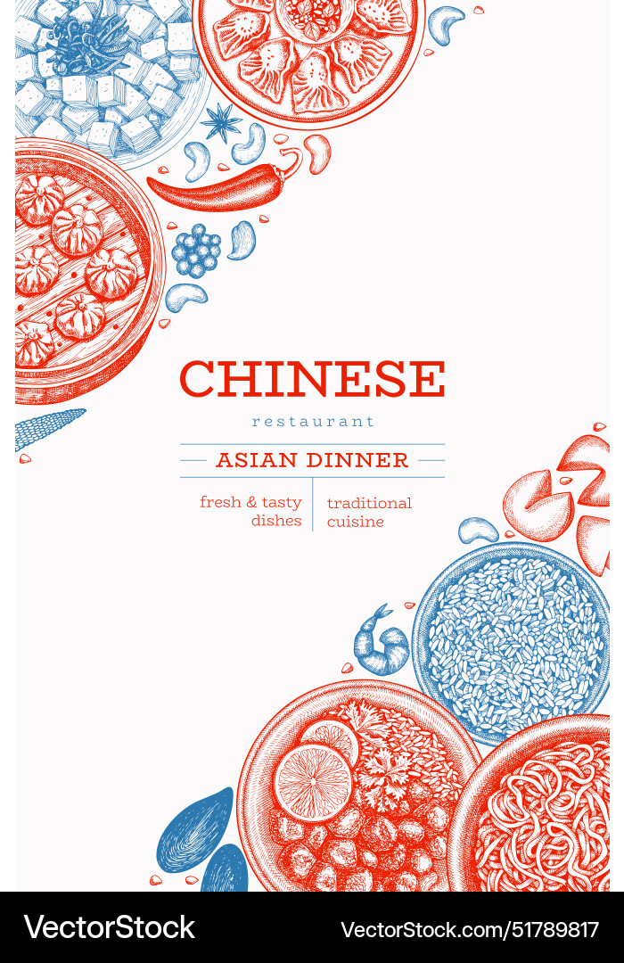 Chinesische Küche Design Vorlage hand gezogen asiatisch Chinesische Küche Design Vorlage hand gezogen asiatisch vektorbild