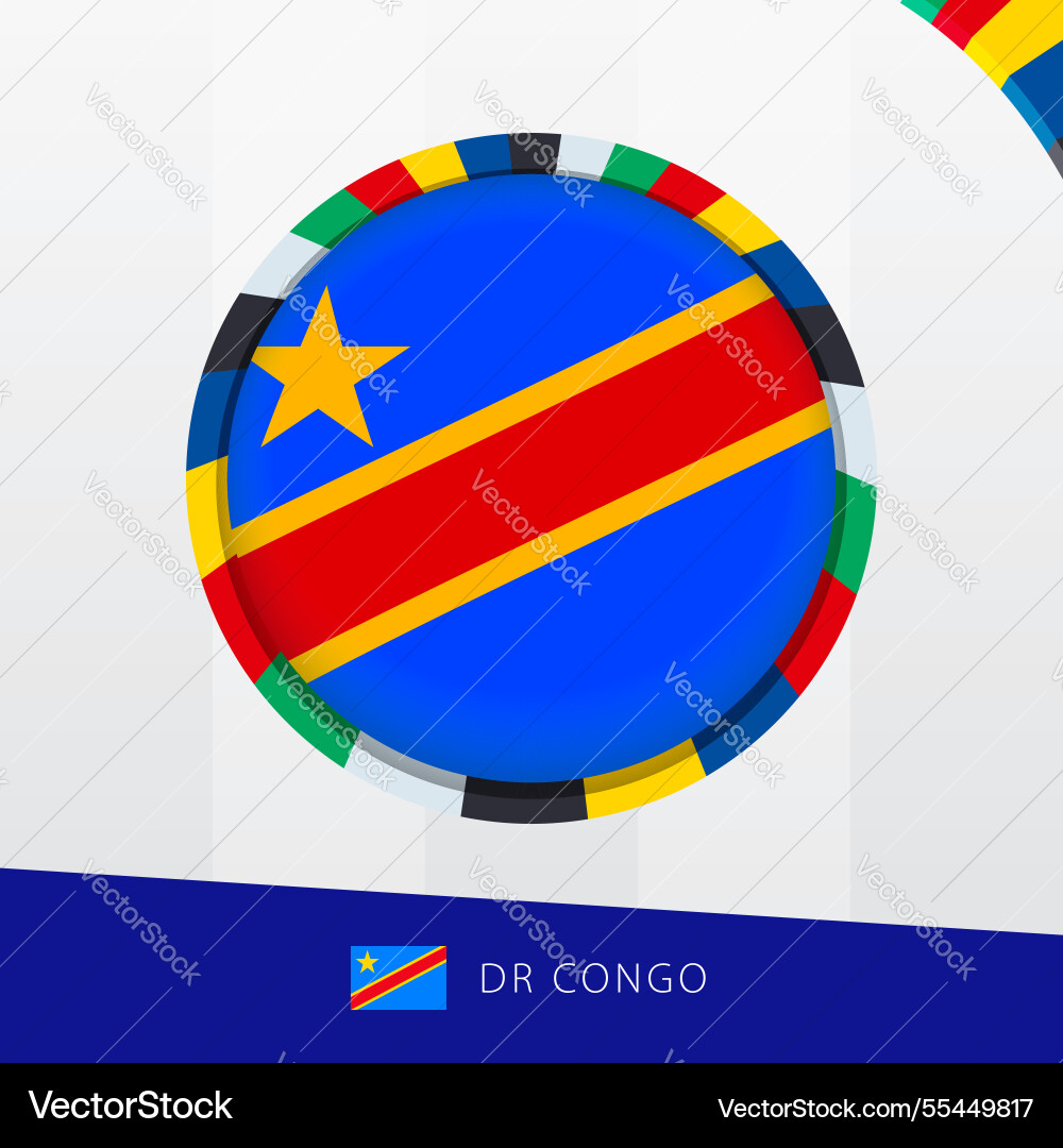 Dr congo flag with colorful circle border vector image