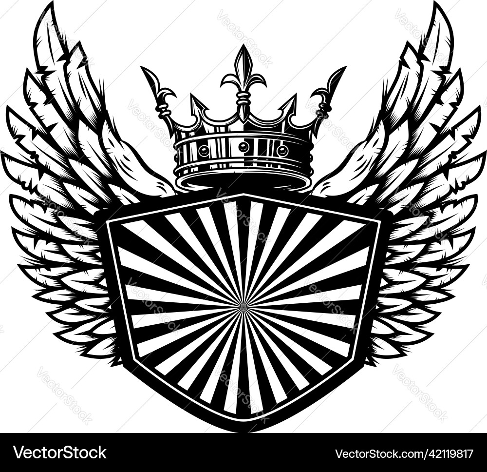 Emblem template with wings and crown design Emblem template with wings and crown design vector image