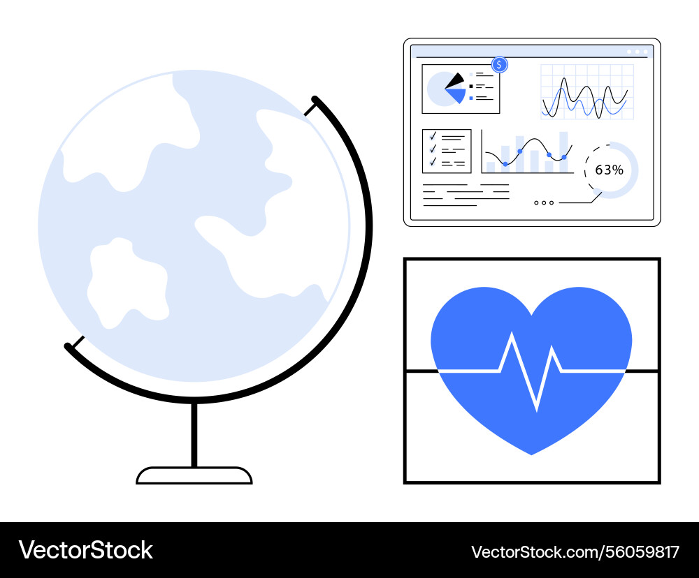 Global data insights with health and analytics Global data insights with health and analytics vector image