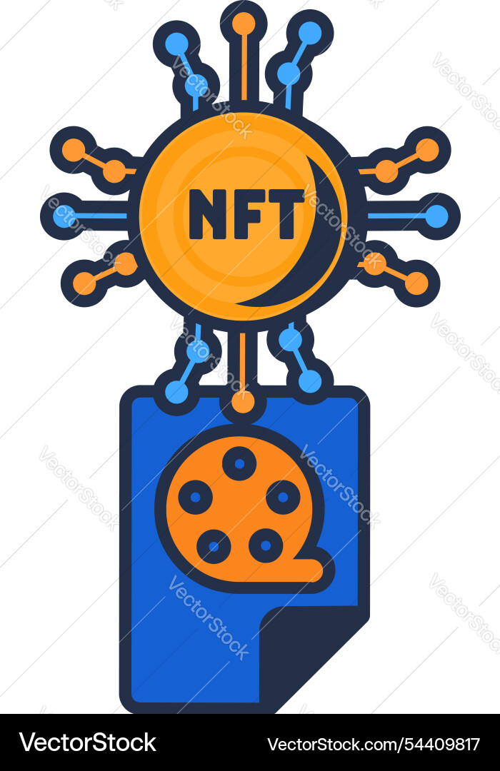 Multi colored nft movie file assigning icon Multi colored nft movie file assigning icon vector image