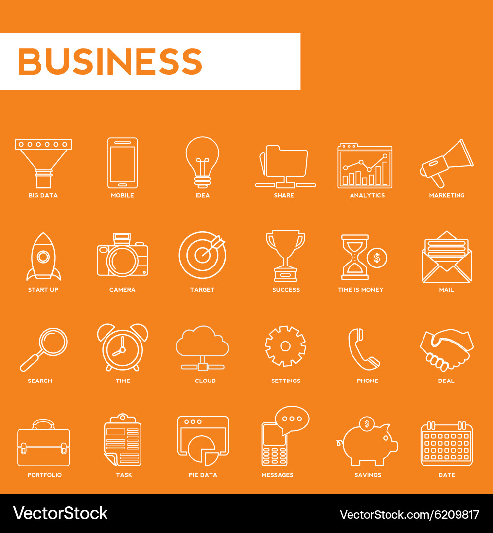 Set of universal modern thin line icons for web vector image