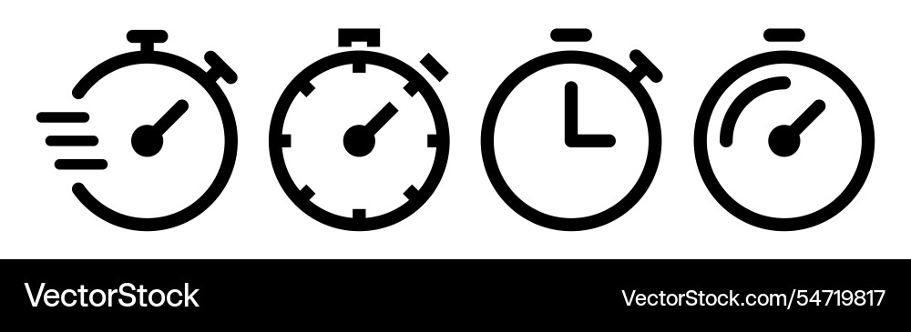 Stopwatch icons set outline timer symbol Vector Image