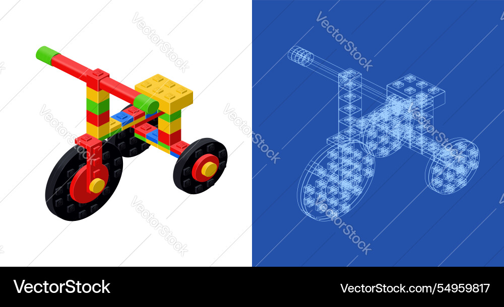 Tricycle blueprint project idea and implementation Tricycle blueprint project idea and implementation vector image