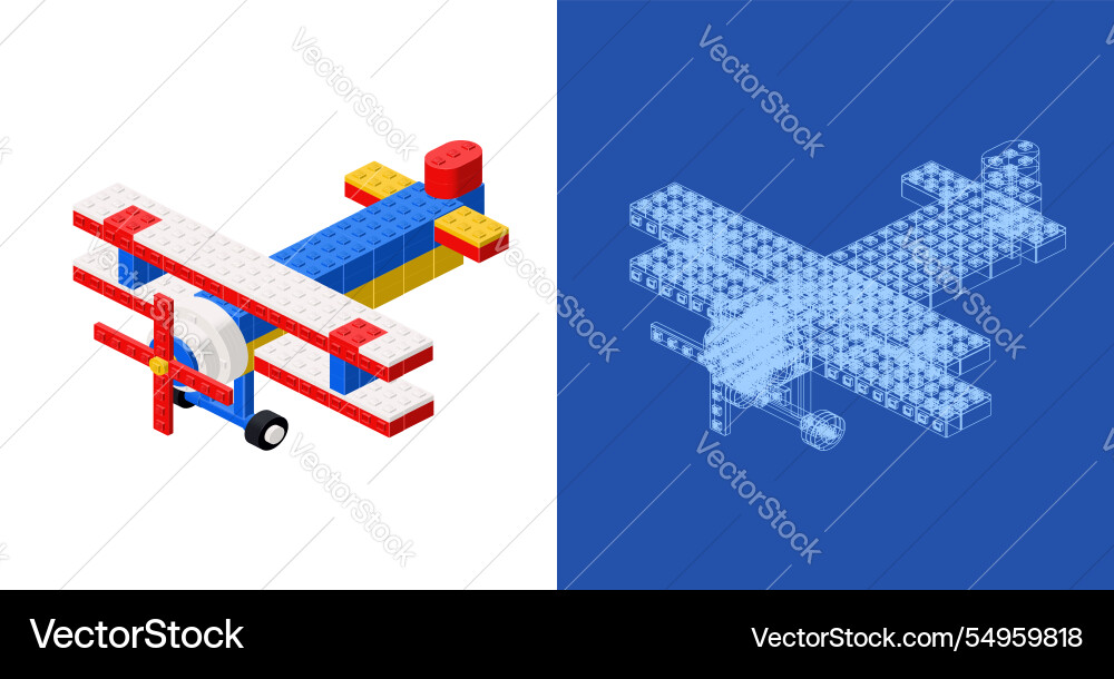 Biplane blueprint project idea and implementation Biplane blueprint project idea and implementation vector image