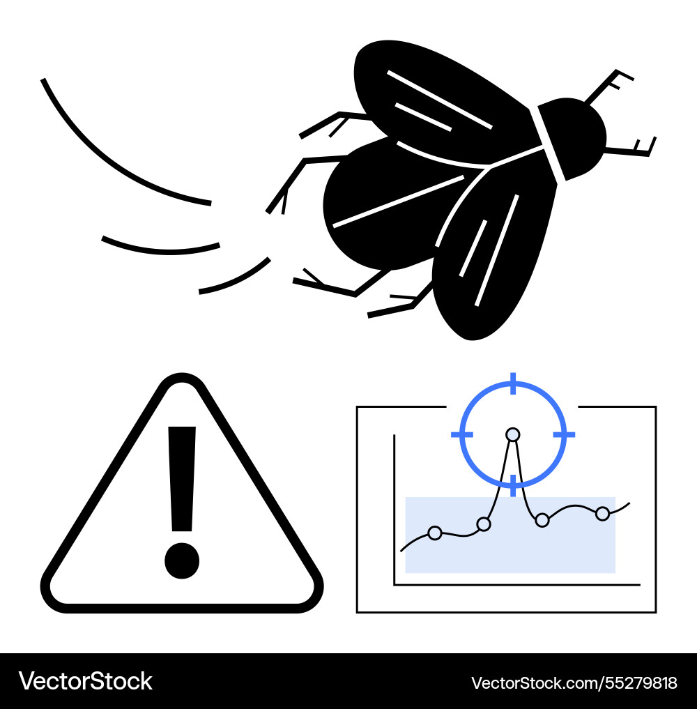 Bug problem warning and data analysis Bug problem warning and data analysis vector image