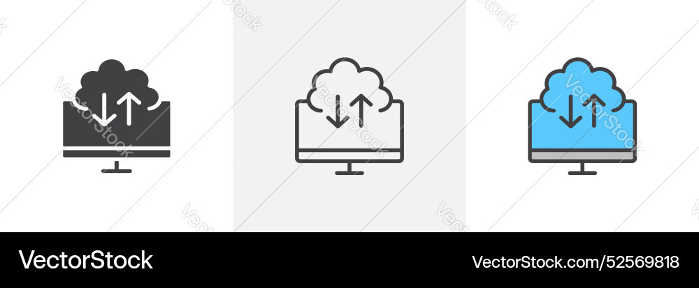 Cloud computing icon set on white background Cloud computing icon set on white background Vector Image
