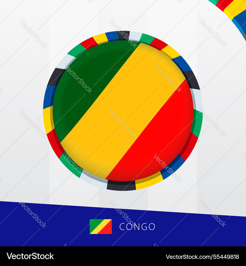 Congo flag with colorful circle border Vector Image