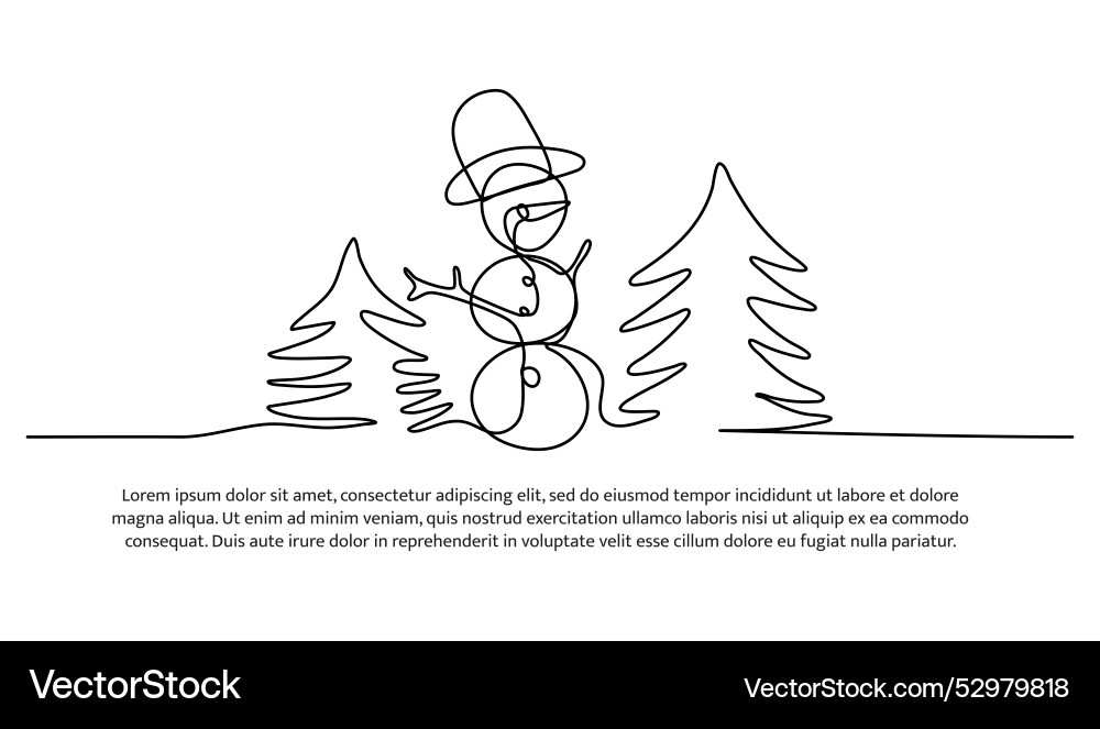 Continuous line design of creations from snow Continuous line design of creations from snow Vector Image