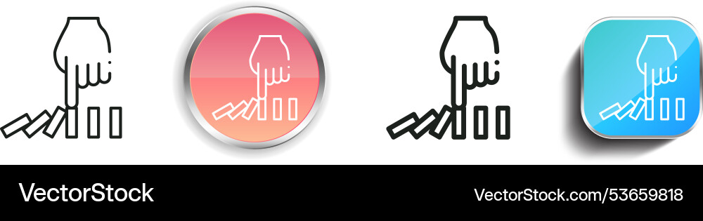 Domino effect icon thin linear regular and button Domino effect icon thin linear regular and button Vector Image