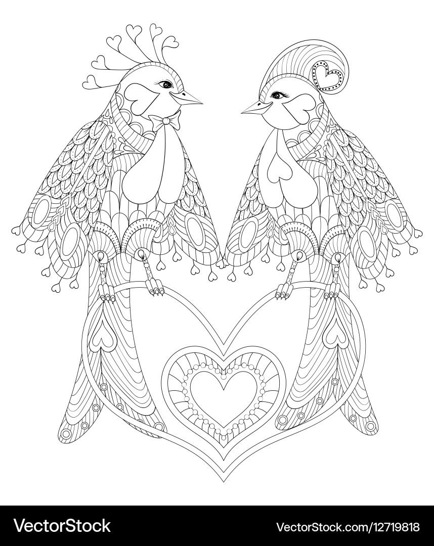 Exotic Bird on Heart Vector Image