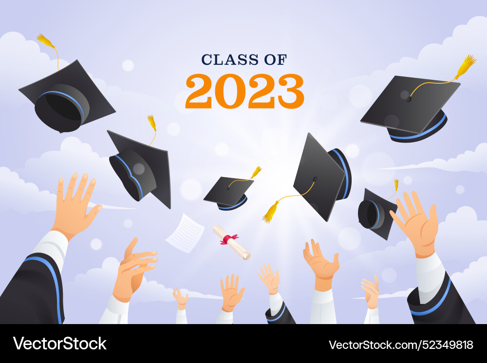 Gradient background for class of 2023 graduation Vector Image